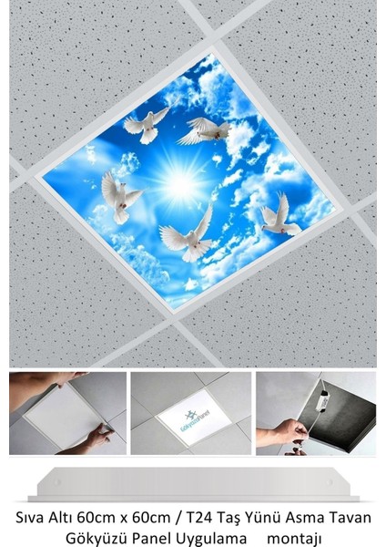 Asma Tavan LED-60 cm x 60 cm -SIVA ALTI-54W-6500K-LED Panel-Led Armatür- 60 x 60 Taş Yünü Asma Tavan Ledi modelleri