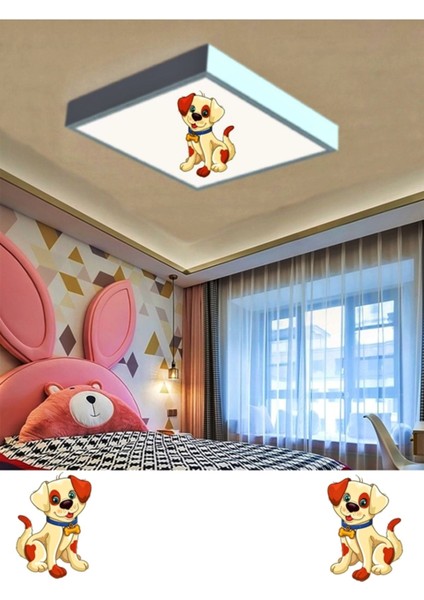 Kofi Çocuk Odası LED Avize- Aydınlatma-Şık TASARIM-60 cm x 60 cm Kare-Beyaz Işık-Beyaz Metal Çerçeve
