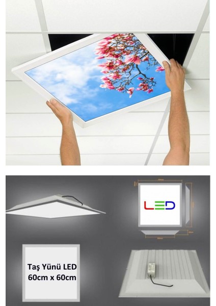 Asma Tavan LED-60 cm x 60 cm -SIVA ALTI-54W-6500K-LED Panel-Led Armatür- 60 x 60 Taş Yünü Asma Tavan Ledi fiyatları