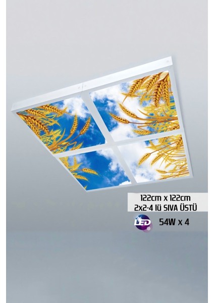 124 cm x 124 cm -DÖRTLÜ -Sıva Üstü- 216WATT-LED Aydınlatma-Tavana Yapışık Avize-Yeni Ürün