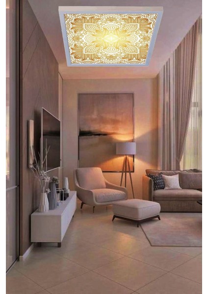 Klas Desenli Modern LED Aydınlatma 60WATT LED Dijital Baskılı Tavan Armatürü, 60 x 60 Mondern Kare fırsatları