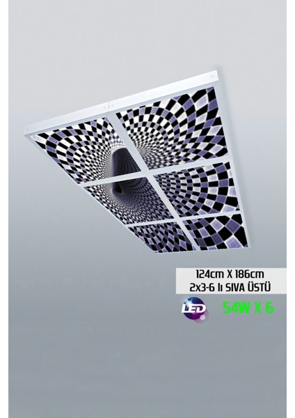 124 cm x 186 cm -ALTILI- Led-Sıva ÜSTÜ-324 Watt-Tavan LED Aydınlatma-Avize Modelleri-Led Işık
