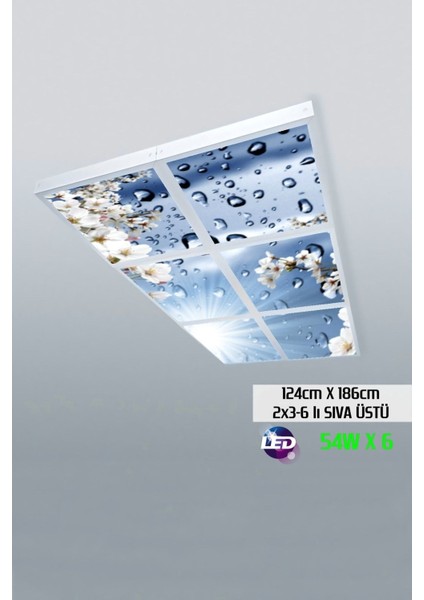 124 cm x 186 cm -ALTILI- Led-Sıva ÜSTÜ-324 Watt-Salon LED Aydınlatma-Avize Modelleri-Led Işık