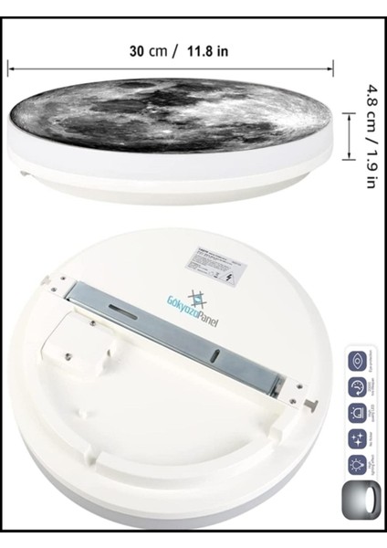 Moon LED Aplik, 30 cm Çap, LED 25 Watt, Modern Aplik, Duvar Aplik, Yatak Odası Aplik, Duvar Lambası