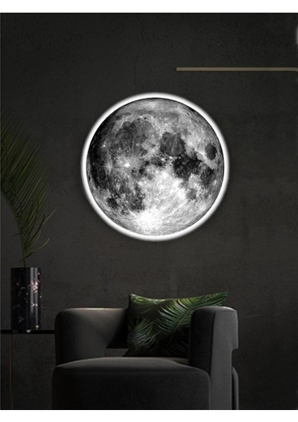 Moon LED Aplik, 30 cm Çap, LED 25 Watt, Modern Aplik, Duvar Aplik, Yatak Odası Aplik, Duvar Lambası
