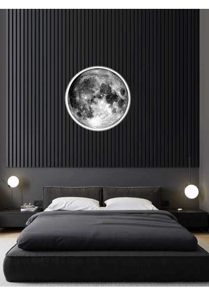 Moon LED Aplik, 30 cm Çap, LED 25 Watt, Modern Aplik, Duvar Aplik, Yatak Odası Aplik, Duvar Lambası