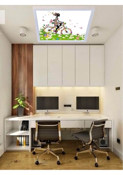 Bisikletli Kız Genç Odası LED Aydınlatma Avize- 60W Modern Tasarım 60 x 60 Beyaz Işık Tavan Lambası modelleri