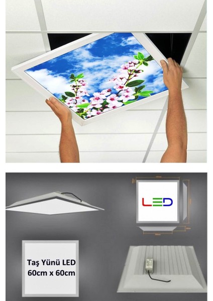 Asma Tavan LED-60 cm x 60 cm -SIVA ALTI-54W-6500K-LED Panel-Led Armatür- 60 x 60 Taş Yünü Asma Tavan Ledli fırsatları