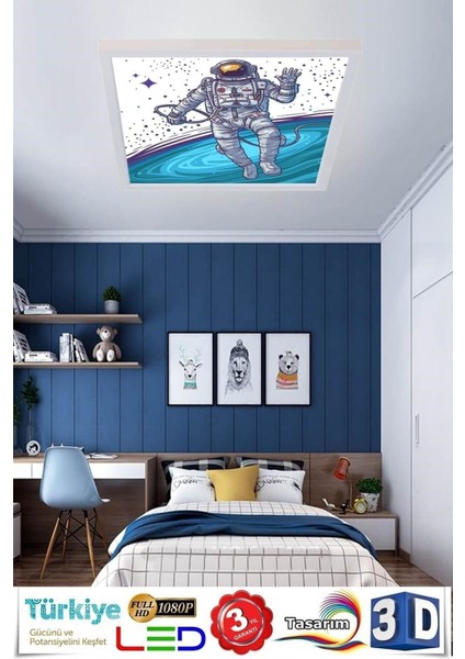 LED Avize Stron Çocuk Tavan Lambası 60WATT-BEYAZ Işık, Modern Uv Baskı Avize,