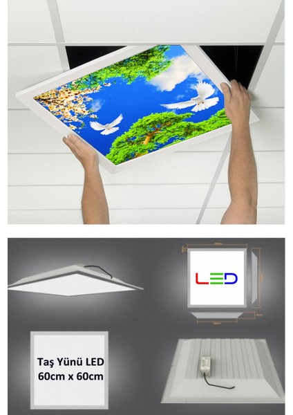 Asma TAVAN-60 cm x 60 cm -SIVA ALTI-54W-6500K-BEYAZ-LED Panel-Led Armatür- 60 x 60 Taş Yünü Asma Tavan -Led modelleri