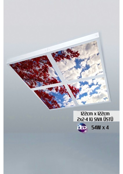 124 cm x 124 cm -DÖRTLÜ- Led-Sıva ÜSTÜ-216W-IŞYERI Aydınlatma-Led Dekorasyon-Avize-Hd-Uv-