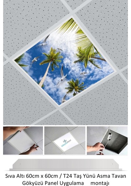 Asma TAVAN-60 cm x 60 cm -SIVA ALTI-54W-6500K-BEYAZ-LED Panel-Led Armatür- 60 x 60 Taş Yünü Asma Tavan Ledi