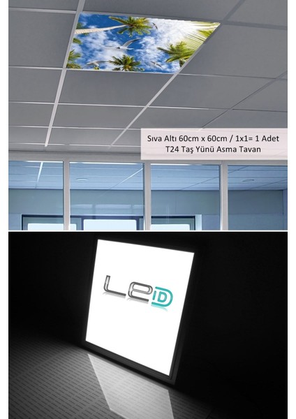 Asma TAVAN-60 cm x 60 cm -SIVA ALTI-54W-6500K-BEYAZ-LED Panel-Led Armatür- 60 x 60 Taş Yünü Asma Tavan Ledi modelleri