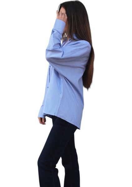 Mavi Oversize Gömlek