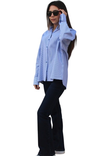 Mavi Oversize Gömlek modelleri