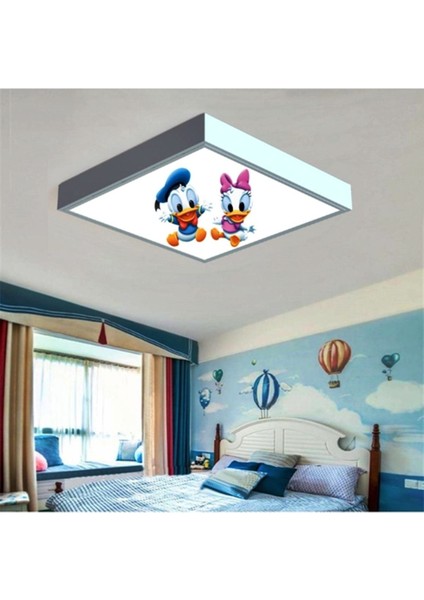 Baby Donald Duck Çocuk Odası LED Avize Göz Yormayaz-60 cm x 60 cm Kare Beyaz Işık Beyaz Metal Çerçeve fiyatları