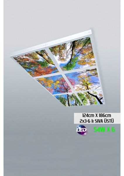 124 cm x 186 cm -ALTILI- Led-Sıva ÜSTÜ-324 Watt-Salon LED Aydınlatma-Avize Modelleri-Led Işık
