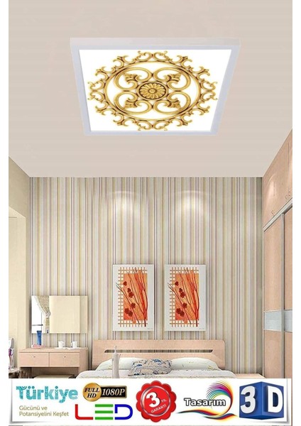Şık ve Modern Tasarım LED Avize, 60 x 60-60W Beyaz Çerçeve,beyaz Işık, Kolay Montaj