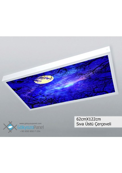 60 x 120 Gökyüzü Panel Avize, 106WATT Led, Sıva Üstü, Kolay Montaj LED Panel, Gece Avize