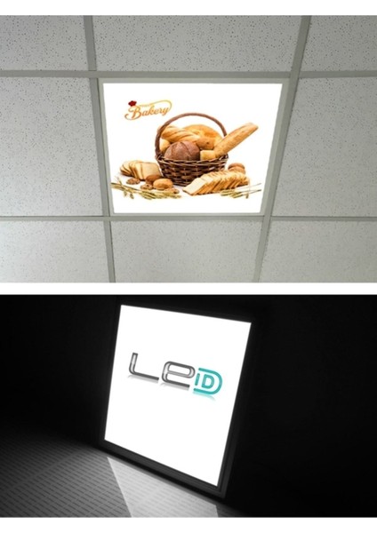 Fırın, 60 x 60 Taş Yünü Asma Tavan LED PANEL-60W-LED Sıva Altı-Logo Panel Aydınlatma, LED Armatür