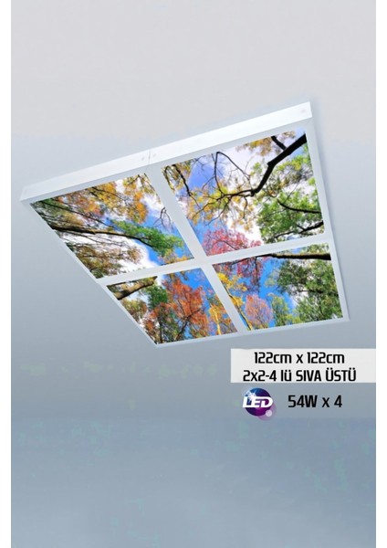 124 cm x 124 cm -DÖRTLÜ- Led-Sıva ÜSTÜ-216W-GÜZELLIK Salonu LED Aydınlatma-Avize Modelleri