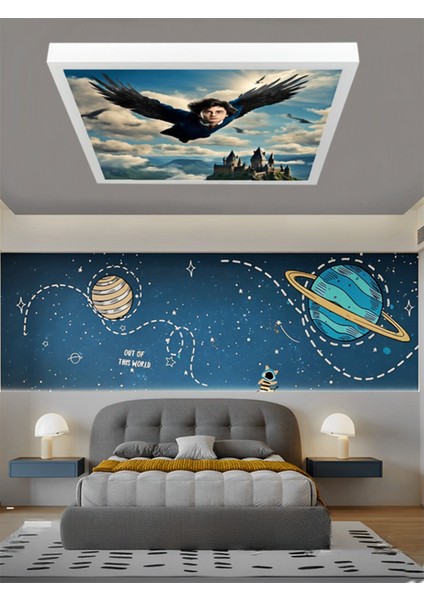 Çocuk Odası Harry Potter Avize, 60 x 60 LED Panel, 60W Beyaz Işık, Modern LED Avize, Yapay Zeka Avize