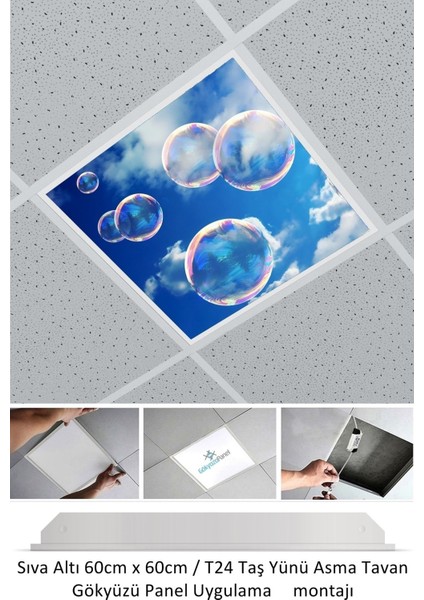 Asma Tavan LED-60 cm x 60 cm -SIVA ALTI-54W-6500K-LED Panel-Led Armatür- 60 x 60 Taş Yünü Asma Tavan Ledi
