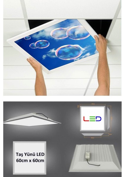 Asma Tavan LED-60 cm x 60 cm -SIVA ALTI-54W-6500K-LED Panel-Led Armatür- 60 x 60 Taş Yünü Asma Tavan Ledi fiyatları