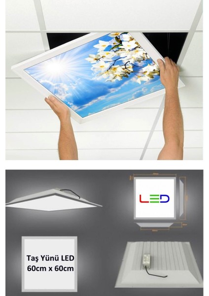 60 x 60 Taş Yünü Asma Tavan Ledi Armatür, 60WATT-54WATT- Asma Tavan Sıva Altı Panel fiyatları