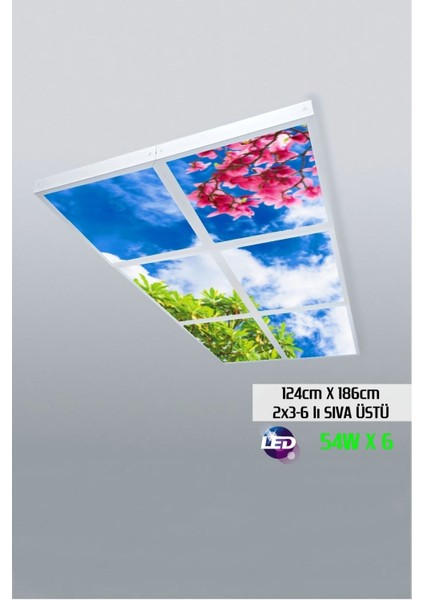 124 cm x 186 cm -ALTILI- Led-Sıva ÜSTÜ-324 Watt-Mağaza LED Aydınlatma-Avize Modelleri