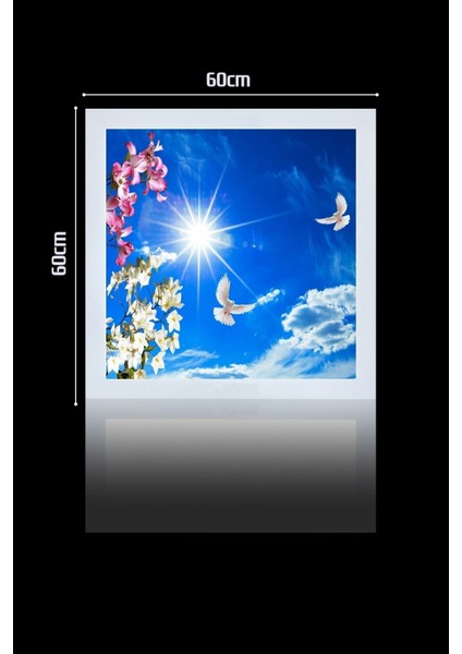 1 x 1-TEKLI-60 x 60-TAVANA Yapışık LED PANEL-54W-SIVA Üstü Avize-Kolay Montaj-Kuşlu- LED