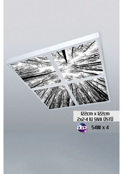 124 cm x 124 cm -DÖRTLÜ- Led-Sıva ÜSTÜ-216WATT-ALÇI Tavan-Led Aydınlatma-Avize Modelleri
