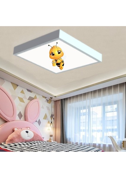 Arı Kardeş Çocuk Odası LED AVIZE-60 cm x 60 x M Büyük Kare-1.kg Hafif- 60W Güçlü Işık-Pcb LED-60WATT
