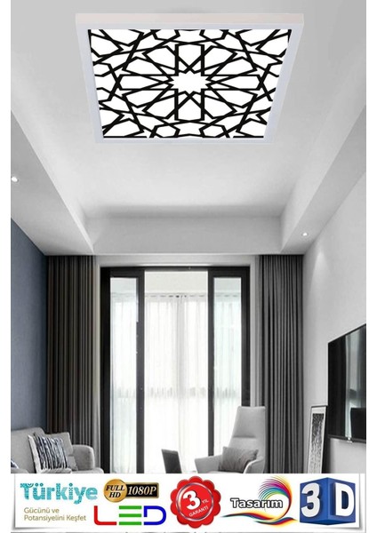 Selçuklu Desen 60W Yeni Nesil Aydınlatma 60 x 60 LED Avize