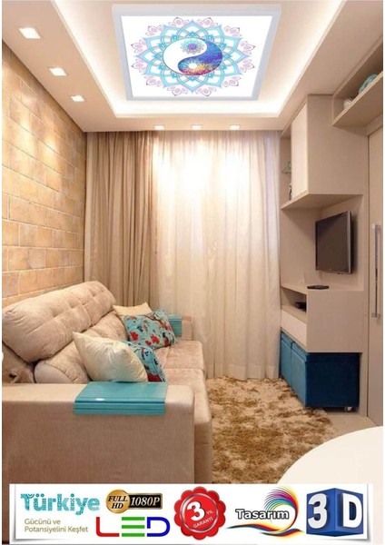 Ying-Yang Model LED Panel Avize 60W LED Aydınlatma 60 cm x 60 cm Modern Çerçeve