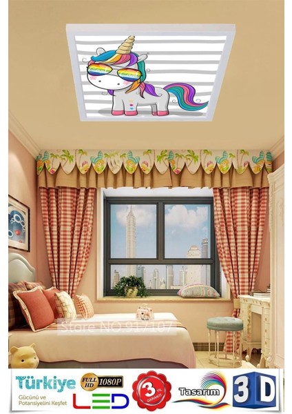 Çocuk Avize Unicorn Cool LED Aydınlatmalı Lamba 60W, Kişiselleştirilebilir Ürün fiyatları