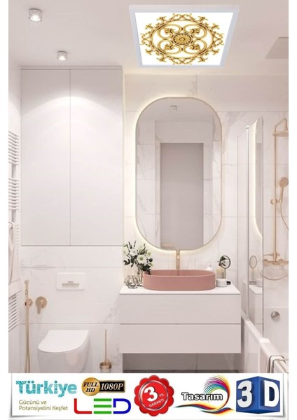 Şık ve Modern Tasarım LED Avize, 60 x 60-60W Beyaz Çerçeve,beyaz Işık, Kolay Montaj fiyatları