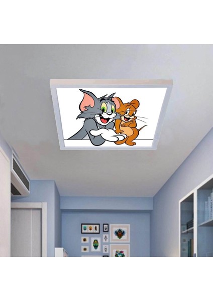Çocuk Yatak Odası Avize Tom ve Jerry Ledli Avize 60WATT Beyaz Işık, Modern Çerçeve, LED 60 x 60 Avize fiyatları