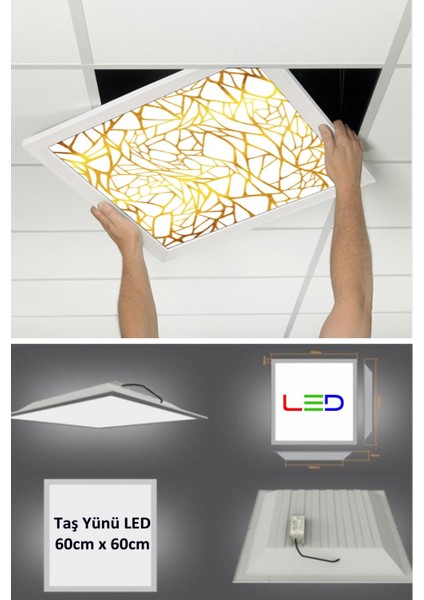 60 x 60 Taş Yünü Asma Tavan LEDI-60 cm x 60 cm LED ARMATÜR-54W-BEYAZ-LED Panel-Asma Tavan Led-Sıva Altı fiyatları