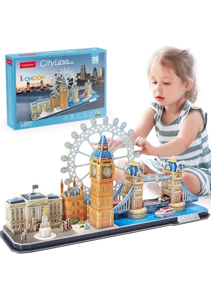 Cubic Fan City Line London 3D 3 Boyutlu Eğitici Aile Eğlencesi Puzzle Yapboz Londra Serisi 107 Parça