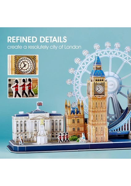 Cubic Fan City Line London 3D 3 Boyutlu Eğitici Aile Eğlencesi Puzzle Yapboz Londra Serisi 107 Parça