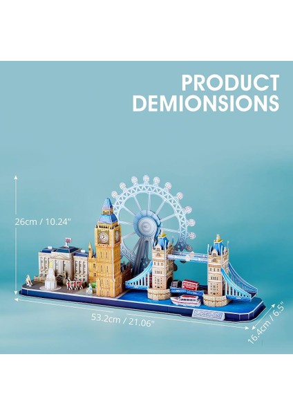 Cubic Fan City Line London 3D 3 Boyutlu Eğitici Aile Eğlencesi Puzzle Yapboz Londra Serisi 107 Parça