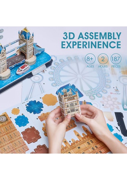 Cubic Fan City Line London 3D 3 Boyutlu Eğitici Aile Eğlencesi Puzzle Yapboz Londra Serisi 107 Parça