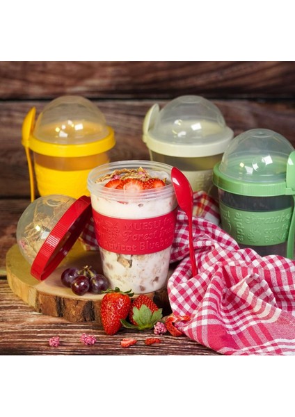 Kapaklı Kaşıklı Meyveli Yoğurt Kabı, Müsli Kabı, Yemek Saklama Kabı modelleri