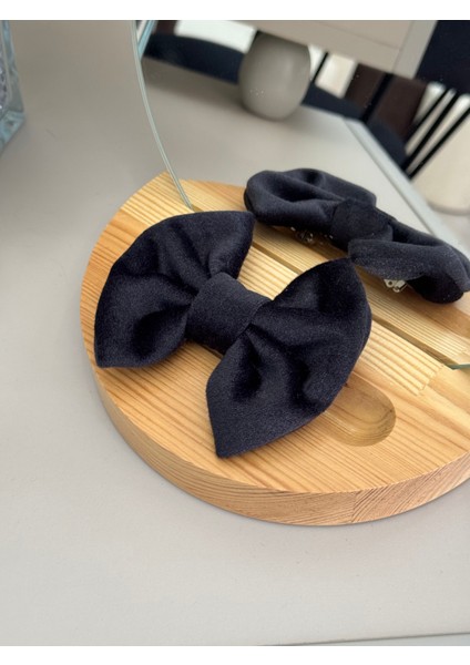 Siyah Kadife Klipsli Kurdele Toka