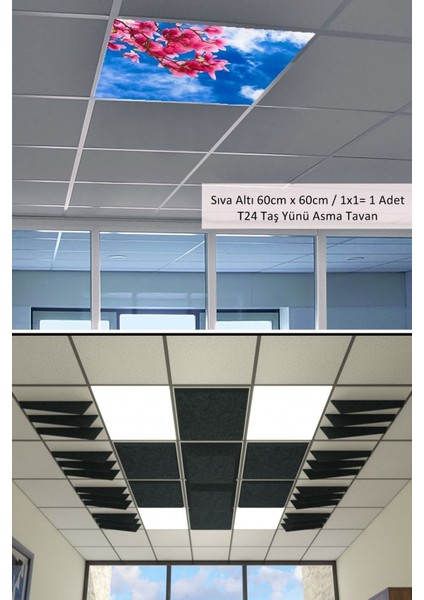 Asma Tavan LED-60 cm x 60 cm -SIVA ALTI-54W-6500K-LED Panel-Led ARMATÜR-60 x 60 Taş Yünü Asma Tavan Ledi-A+