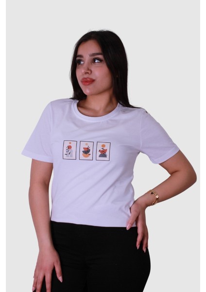 3 Tablo Beyaz Kadın T-Shirt fiyatları