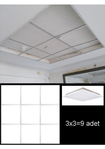 9'lu 60 x 60 LED Panel, Yeni Moda Tavan Aydınlatma, T24 Asma Tavanlar Için Gurup LED Aydınlatma Panel