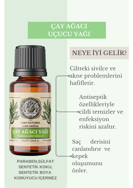 Çay Ağacı Uçucu Yağı (Tea Tree Essential Oil) Saf ve Doğal 20 ml