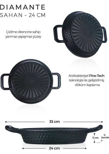 Diamante Siyah Tekli Döküm Sahan - 24 cm MSTTO046 fiyatları